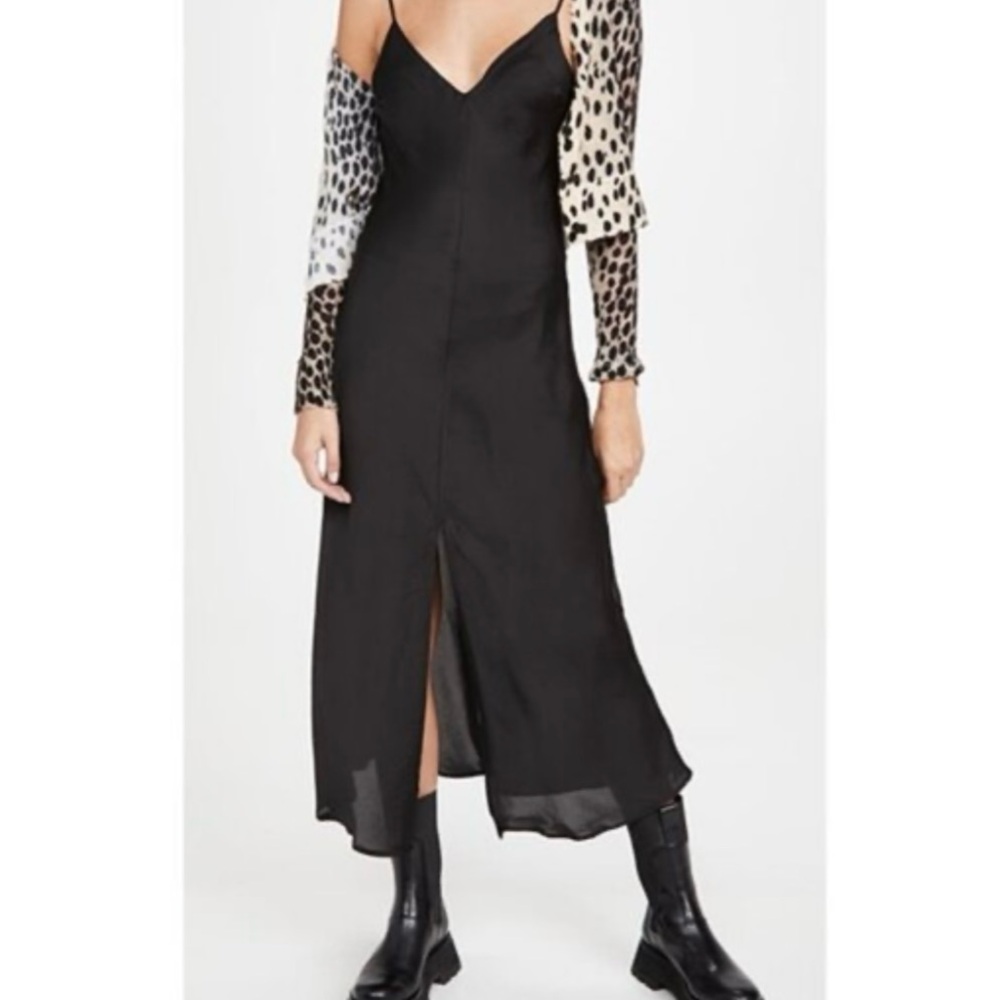Free People Smoke & Mirrors Black Slip Maxi Dress